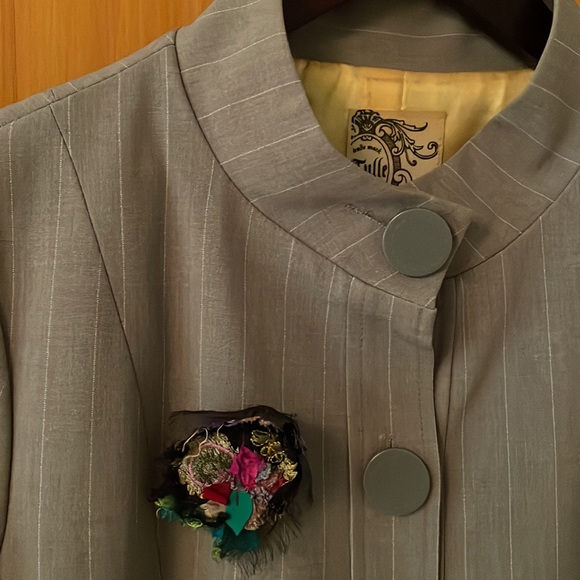 Pinstripe long blazer/ suit dress - Picture 2 of 7